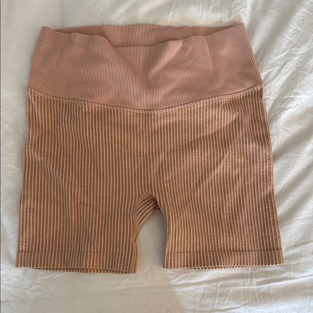 Women's Tan Ribbed Shorts
